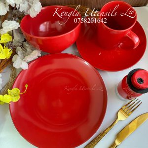 Red 24 piece ceramic dinner set