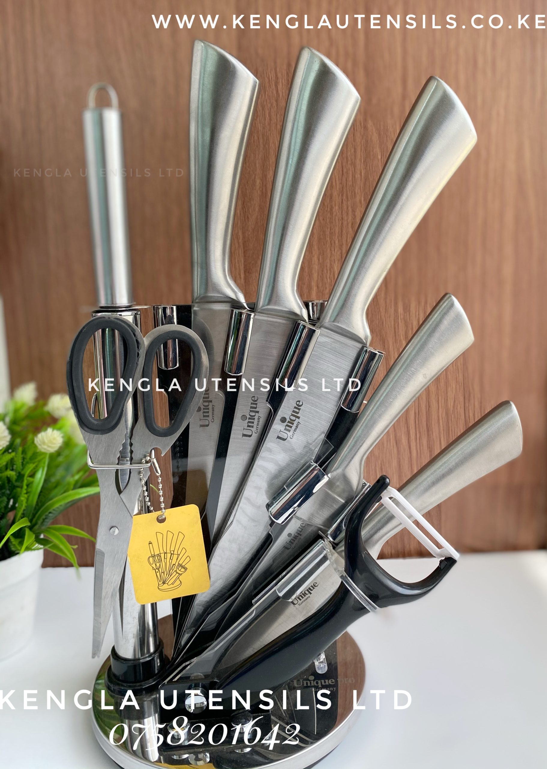 19pcs Kitchen Utensils And Knife Set With Block, Including 9pcs