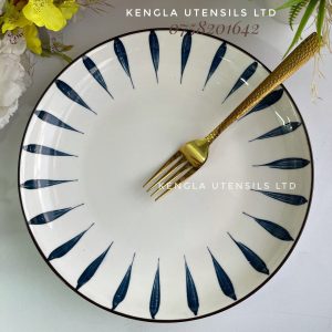 Set of 6 blue drop ceramic dinner plate