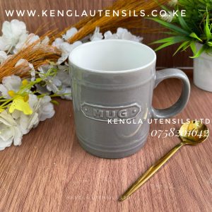 Set of 6 ceramic light grey mugs