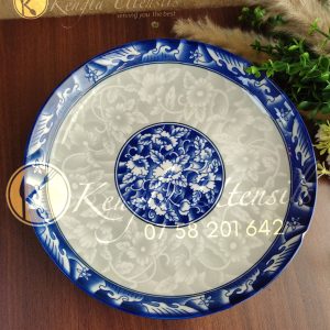 Set of 6 ceramic deep blue ocean wave plates