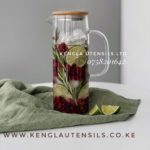 1.2LT Oblong glass Jug with Bamboo Lid