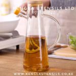 500ml Glass oil jar with Bamboo lid.