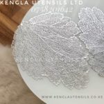 Set of 6 silver Leaf Shape PVC  Table Mats