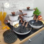 15pc White Nonstick EDENBERG Cookware set with kitchen tools EB-5622