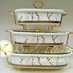 3 PIECES RECTANGULAR CERAMIC FOOD WARMER