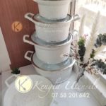 10pc WHITE BOSCH NONSTICK GRANITE COOKWARE SET.