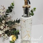 Glass & Metal Jar Oil/Vinegar Dispenser Bottle 300ML and white Gold