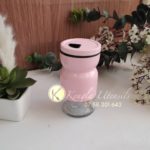 Glass & Metal Salt and Pepper Shakers -pink