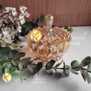 250ML Crystal Glass Embossed Sugar Dish/ Candy Jar - Gold