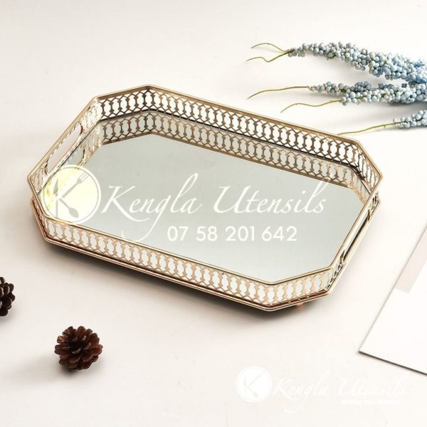 Square Gold Mirror Serving Tray | Decorative Tray. Home | Office