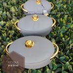 SET OF 3 FOREVER GOLD LUXURIOUS HOTPOTS GREY