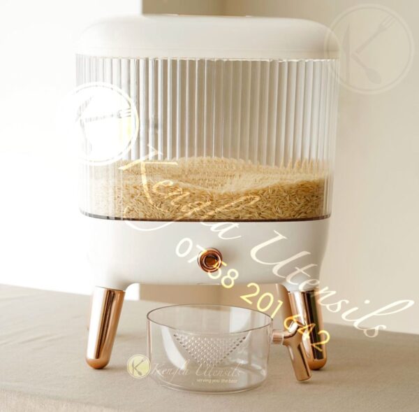 10 kilo grams multipurpose rice bucket dispenser Rice Storage Container. Press rose gold