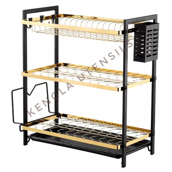 304 Stainless Steel RUST FREE Dish Rack Black Gold