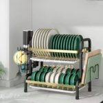 304 Stainless Steel Dish Rack Dish Drainer Rack. Black Gold