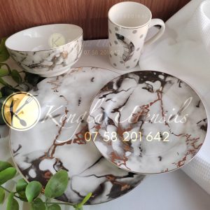 Marble 24 Piece Ceramic Dinnerware Set, Service for 6