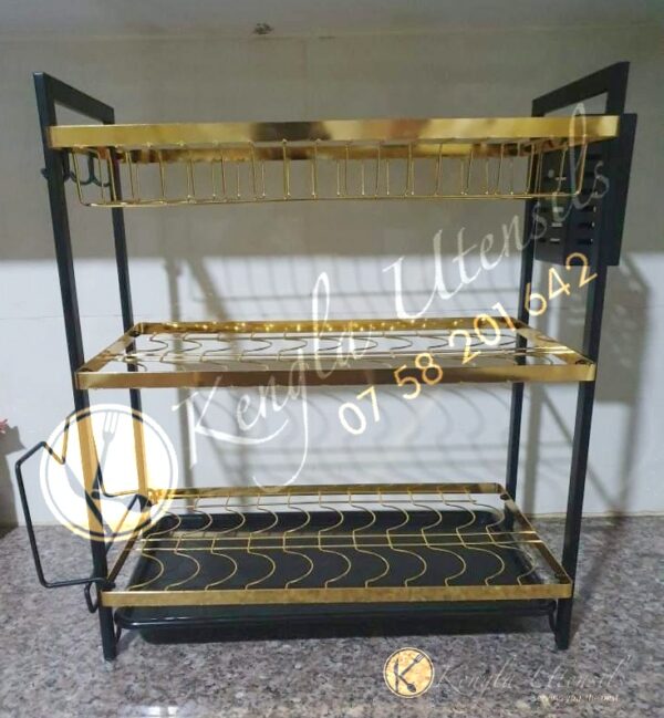 304 Stainless Steel RUST FREE Dish Rack Black Gold