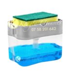 2-in-1 Manual Press Liquid Soap Dispenser Soap Dispenser Soap Pump Sponge Caddy. LIGHT GREY