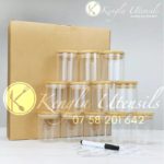 ROUND Bamboo Glass Spice Jar Set With Pen And Labels 12pcs