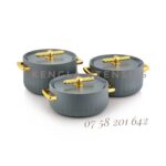 Forever Gold 3 Pieces Plastic Hot Pot Matt Grey & Gold