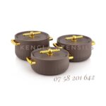 Forever Gold 3 Pieces Plastic Hot Pot Matt Brown & Gold