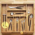 Expandable Bamboo Cutlery organizer Tray
