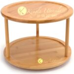 2 Tier Bamboo Lazy Susan Turntable rotating 10 Inch