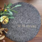 Black Round Braided Table Placemats Plain Round Woven Table Mats
