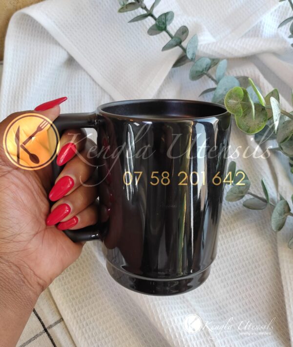 Set of 6  Huge 500ML Tankard Glossy Black Ceramic Mugs