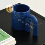 450ML RAINBOW HANDLE CERAMIC MUG.BLUE
