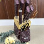 BASS STAINLESS STEEL SUPER SHARP MODERN KNIFE WOODEN STAND 8-PIECE SET, KITCHEN KNIFE SET (Maroon )