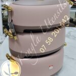 Set of 3 Serving Hotpots with lid Peach Pink Brown Gold