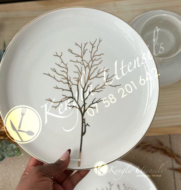 30-Piece Luxurious Fine Bone Ceramic Gold Tree Dinnerware Set Service for 6