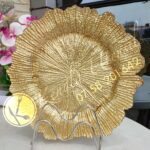 Set of 6 13 Inch Round Elegant Serve ware Charger Plate. Gold coral