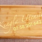 Large Bamboo Serving Tray Multi Functional Wooden Butlers Tray with Handles .