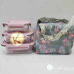 Set of 3 Microwave safe glass containers with insulated lunch bag. PINK/LILAC