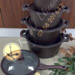 10PC TC GRANITE NONSTICK COOKWARE SET.