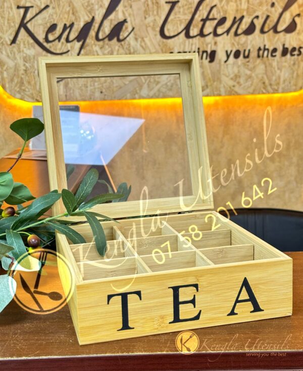 9 Compartments Tea Time Tea Box Tea Box Tea Box 9 Grid Wooden Bamboo Tea Bag Box LIGHT BROWN Bamboo