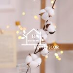 5 Head 24 Inch Artificial Cotton Ball Flower Single Stem Dried Flowers.