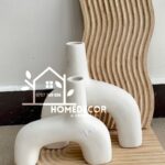 Set 2 Ceramic decorative Vases - White Vase for Modern Home Decor - White Vase for Pampas Grass Vases for Centerpieces Boho Decor Minimalist Decor - Living Room Coffee Table Shelf Entryway Decor