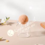 SHORT GLASS STORAGE JAR WITH CORK LID BALL – 500ML