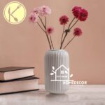 White Ribbed Ceramic Flower Vase