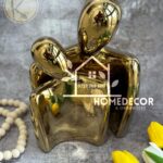 GOLD Ceramic Gold Couple Statue Love Hugging Lovers Figurines 2pcs/set Creative Ceramic Abstract Couple.