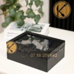 Black Good Quality Tea Bag Organizer Bamboo Tea Box 6 Compartments.