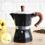 300Ml Aluminum Moka Pot,Stovetop Espresso Maker italian Coffee Maker, (Black)