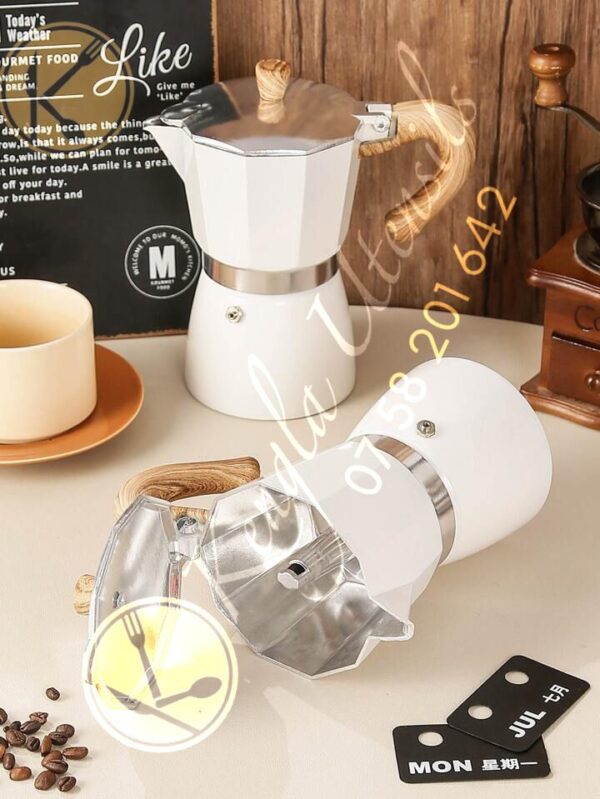 300Ml Aluminum Moka Pot,Stovetop Espresso Maker italian Coffee Maker, (White)