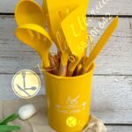 12 pcs silicone cooking spoons with holder Yellow