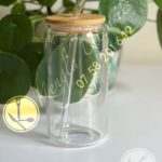 500Ml Can Shaped Glass with Reusable Bamboo Lid & borosilicate Drinking glass Straw - cola can