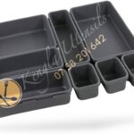 Multipurpose Drawer Divider Set of 8 Plastic Kitchen Storage Tray Trinket Stationery (Dark Gray)