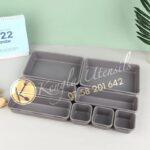 Multipurpose Drawer Divider Set of 8 Plastic Kitchen Storage Tray Trinket Stationery (Light Gray)